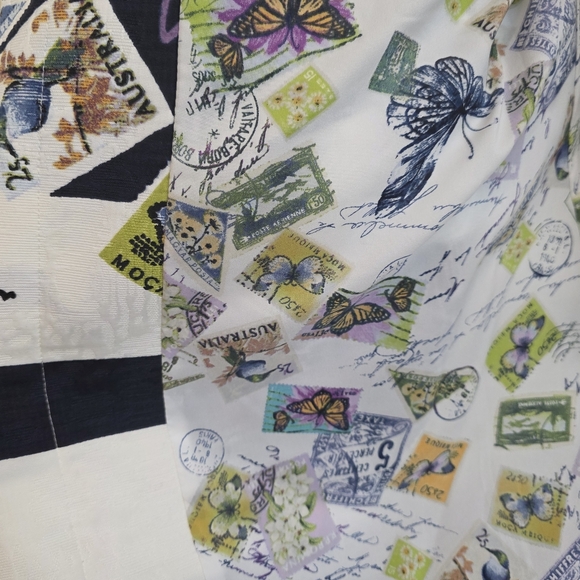 Chico's Postcard Print Stripe Jacket/Fully Lined SZ 2 US 12-14 - Picture 13 of 15